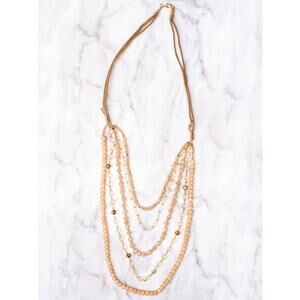 ONLY IN MIAMI MIXED CRYSTAL BEADS LAYERED GOLD NECKLACE